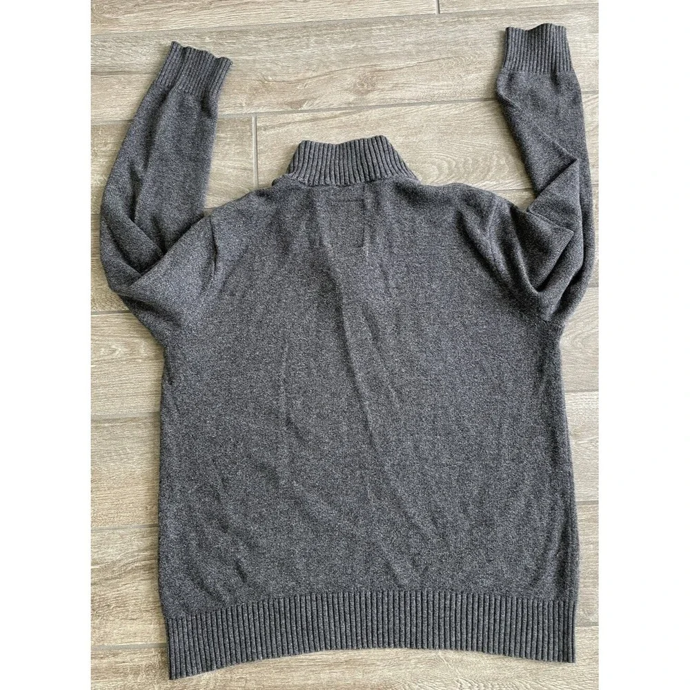 American Eagle Sweater Mens XL Gray Charcoal 1/4 Zip Buttons Athletic Fit - Picture 2 of 5